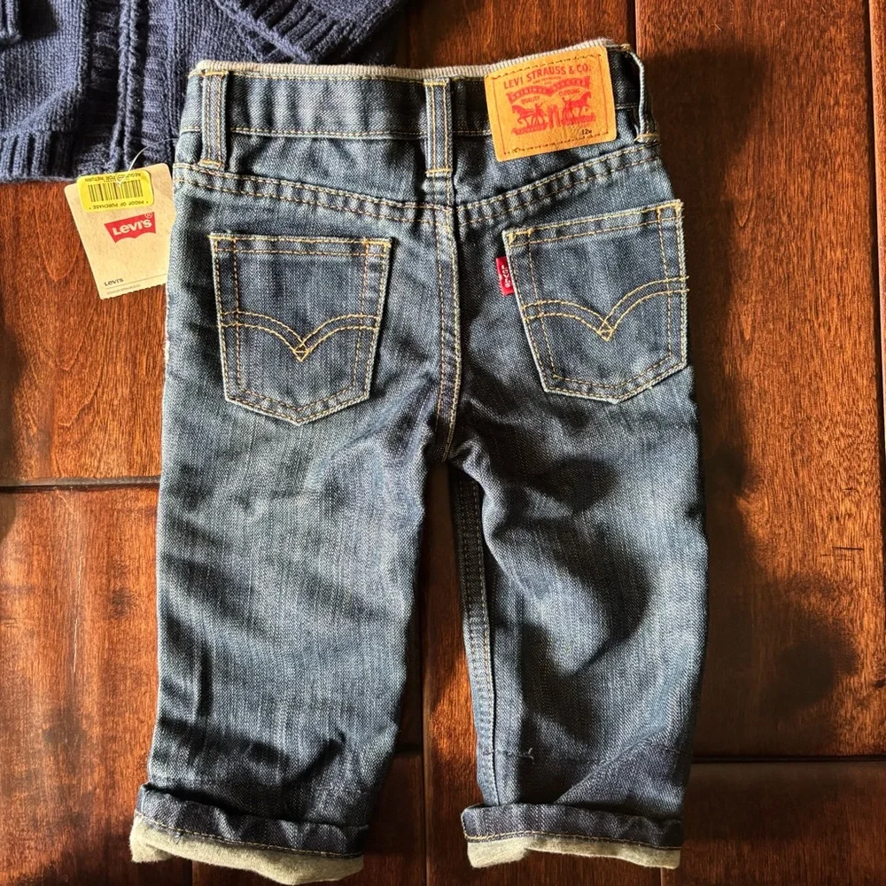 Adorable baby boy set! Jeans, polo onesie and sweater - Picture 3 of 9